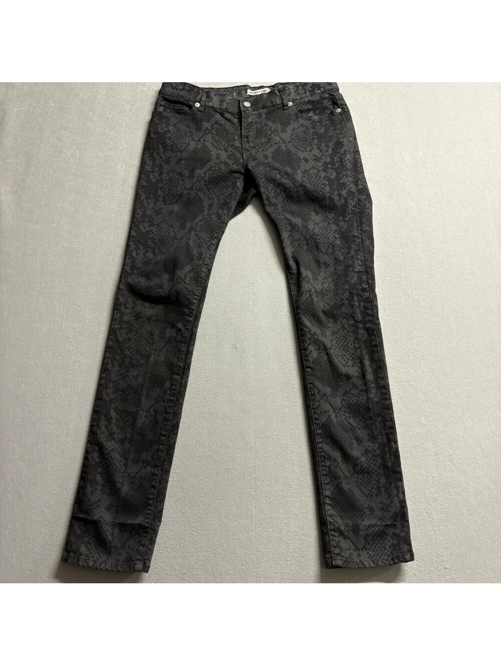 Andrew Charles Womens Snakeskin Print Jeans Size 28 Gray Black Stretch Skinny